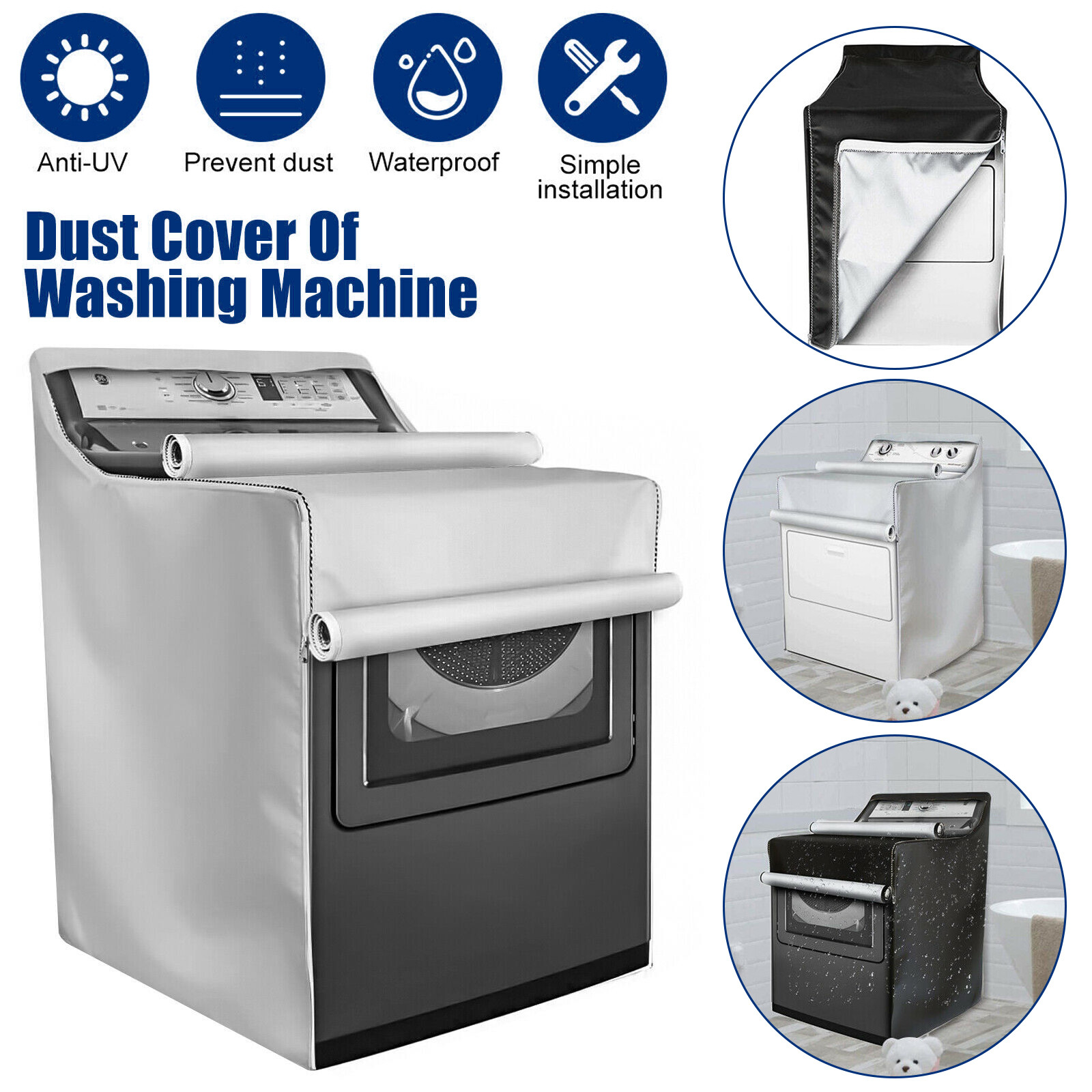 Washing Machine Cover Laundry Washer Dryer Protect Dustproof Sunproof Waterproof gallery