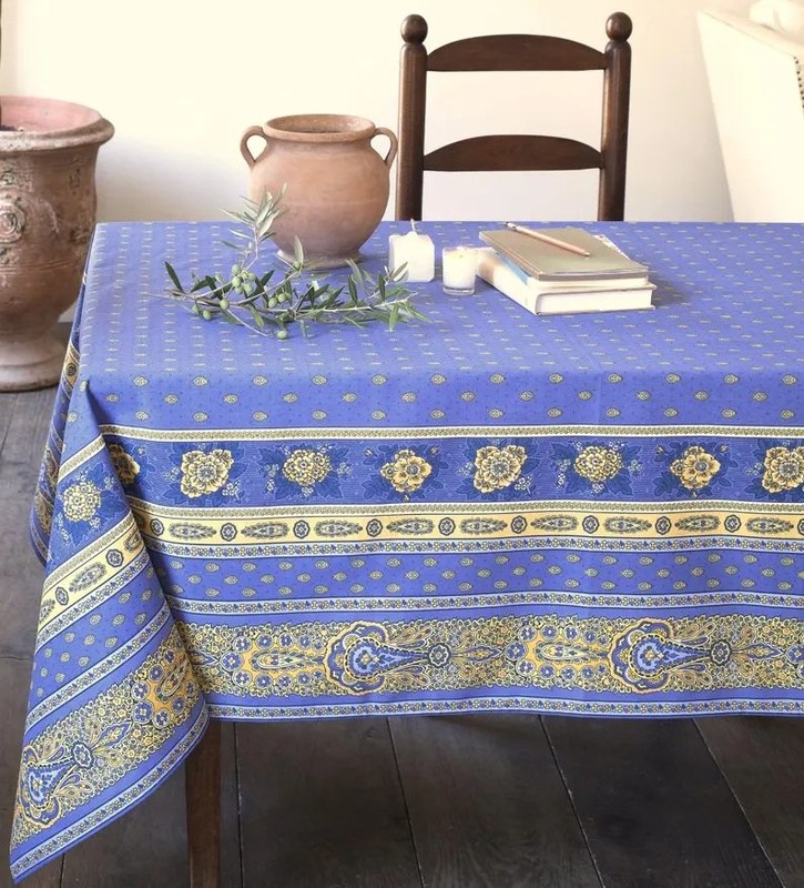 Rectangular 59x118 Inches Tablecloth Bastide Lavande Blue Cotton Coated... gallery