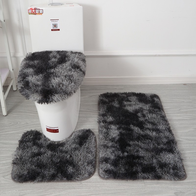 3-Piece Bathroom Solid Mat Contour Rug Set with Toilet Lid Cover, Bath floor rug gallery