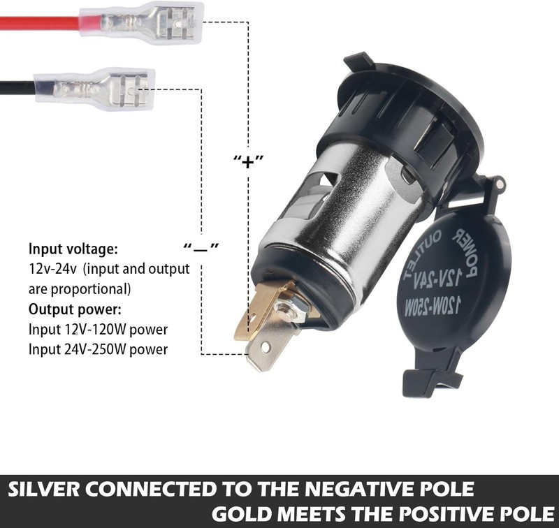 2PCS 12V/24V Cigarette Lighter Socket with ABS Cover and Extension Color: 2PCS gallery