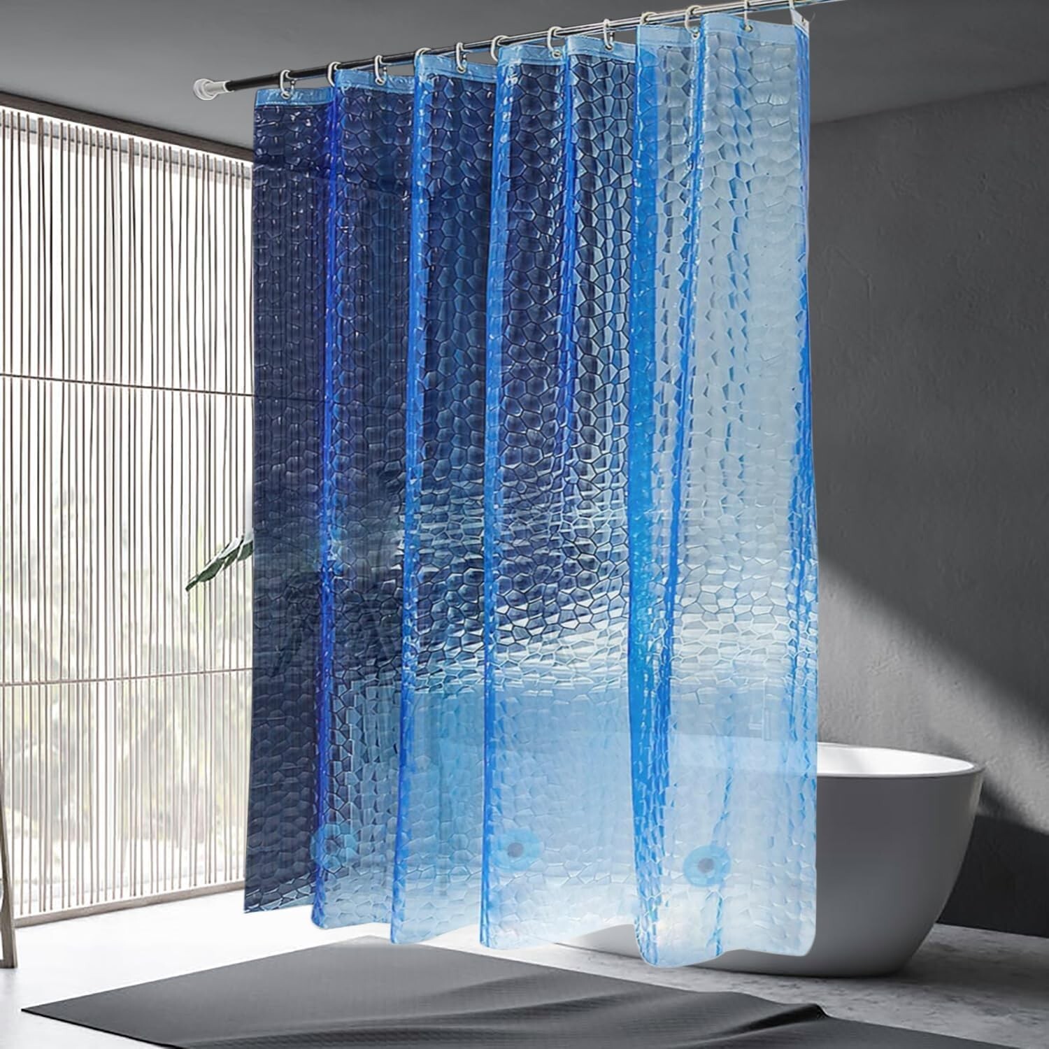 Blue Shower Curtain Liner, 100% Waterproof EVA 3D Shower Curtains gallery