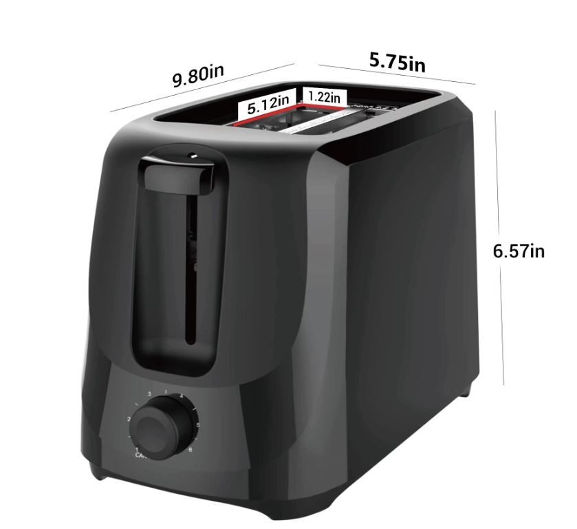 Mainstays 2-Slice Toaster with 6 Shade Settings and Removable Crumb Tray, Black gallery