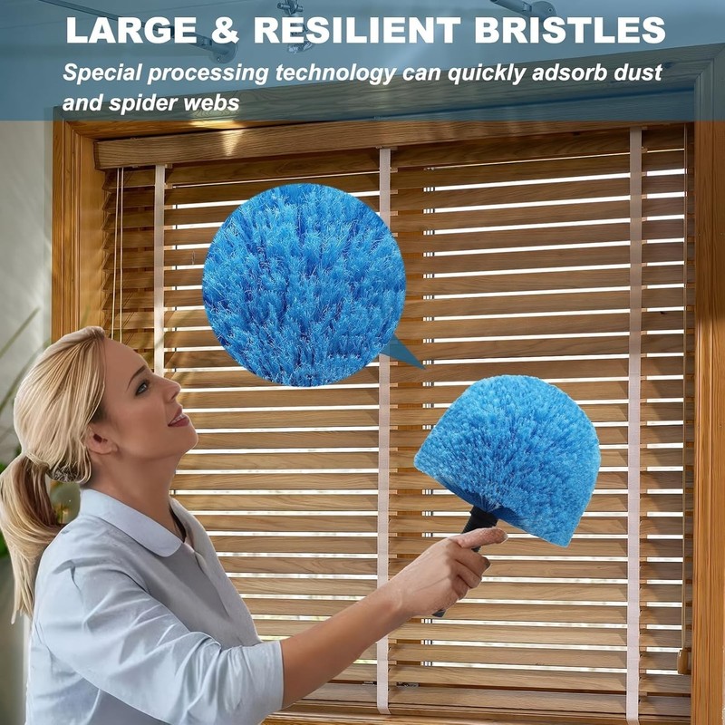 2 Pack Robust Cobweb Duster Head Brush – Superior Twist-On Web Cleaning Blue gallery