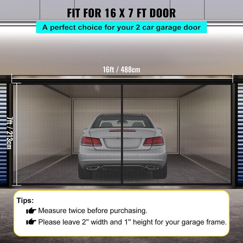 Garage Door Screen Magnetic Single Heavy Duty Mosquito Insects Mesh Net 16x7FT gallery