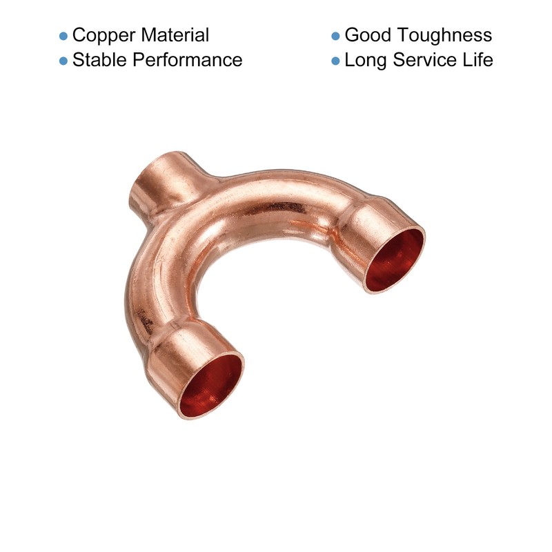 2 Pack Tee Y Shape Copper Fitting Welding Joint Split Union Intersection 3/4" ID gallery