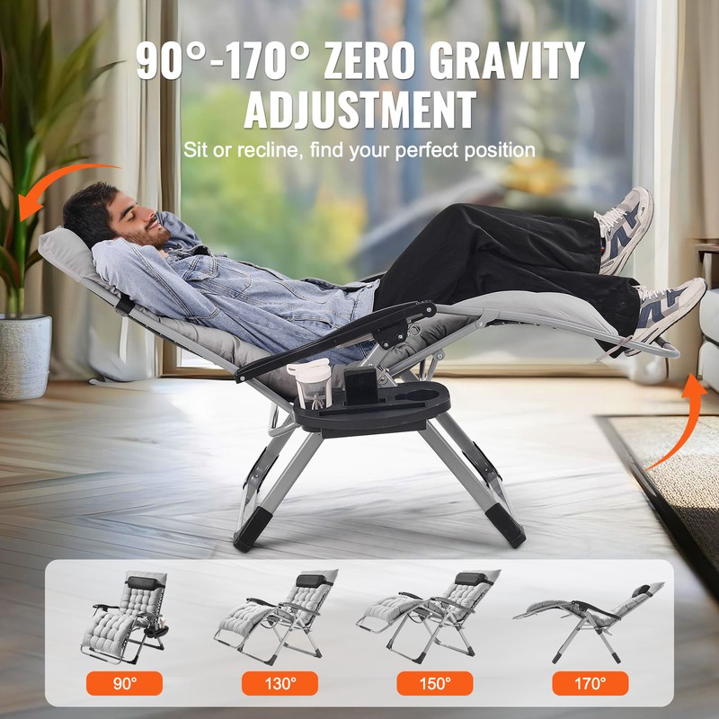 VEVOR Zero Gravity Chair 33" Zero Gravity Recliner Lounge Chair Indoor & Outdoor gallery