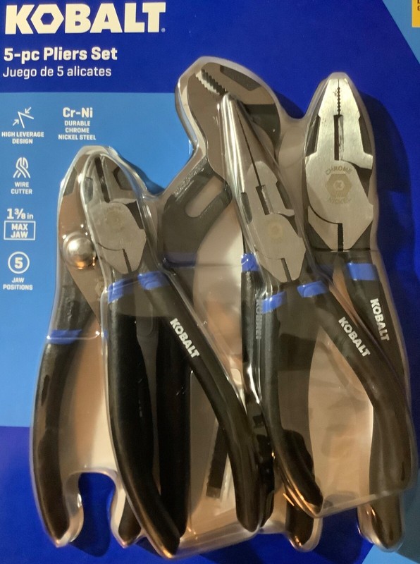 Kobalt 5 Piece Plier Set Assorted 6273704 Chrome Nickel New FREE USPS Shipping ! gallery