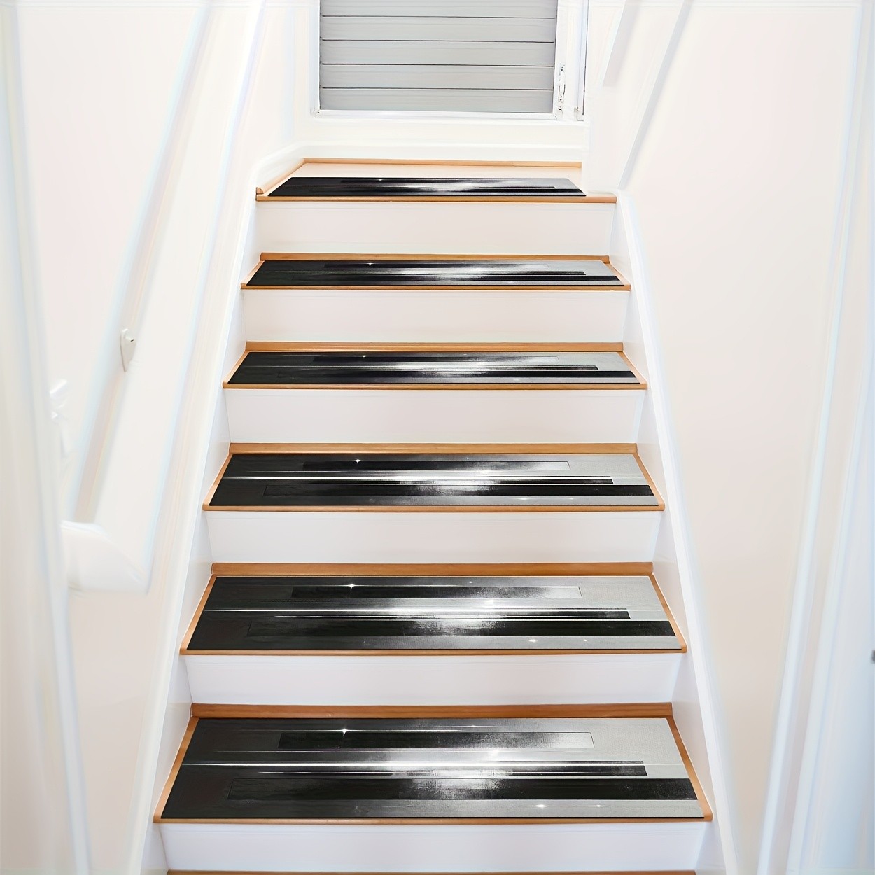 Black And White Striped Stair Mat, Soft And Durable, Machine Washable And Easy gallery
