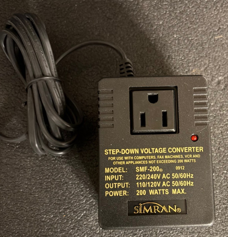 Simran Deluxe Step Down Converter International 220/240V To US 110/120 V SMF-200 gallery