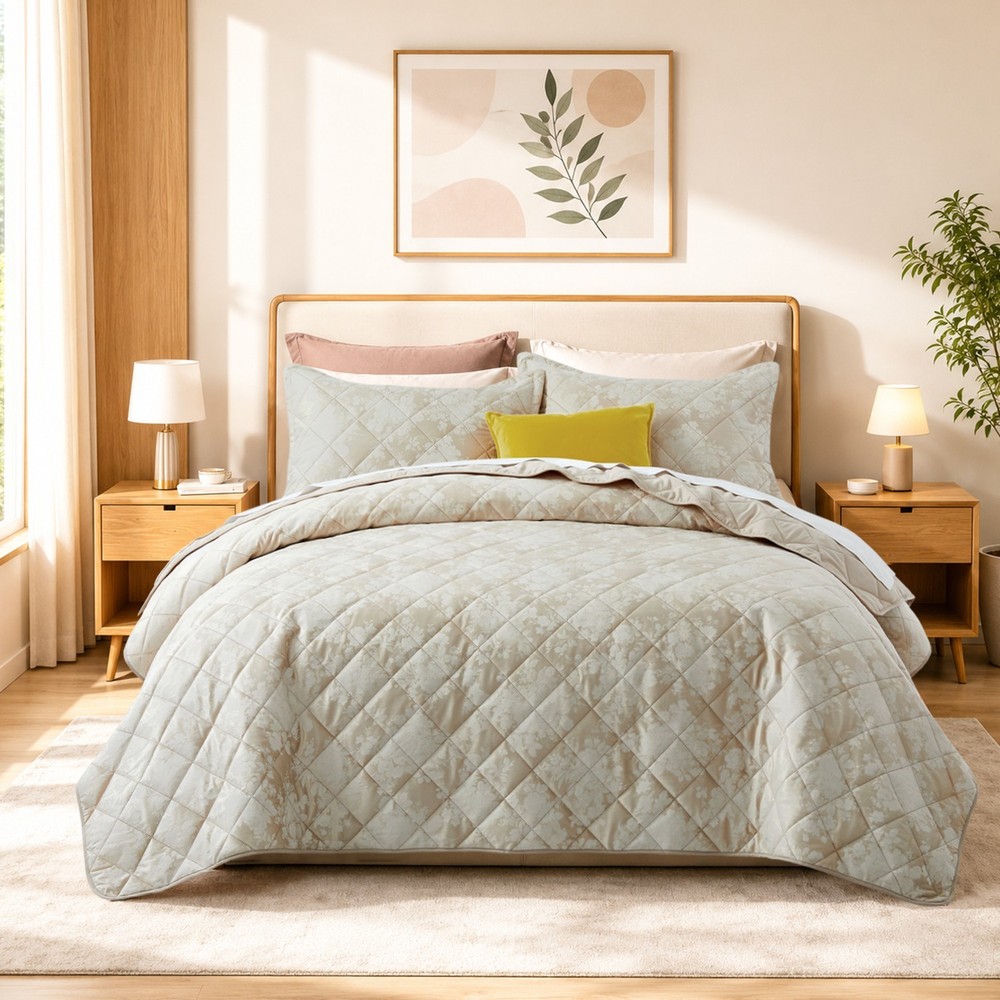 Quilt Bedspread Set Soft Premium Texture Reversible Coverlet for Summer Bedding