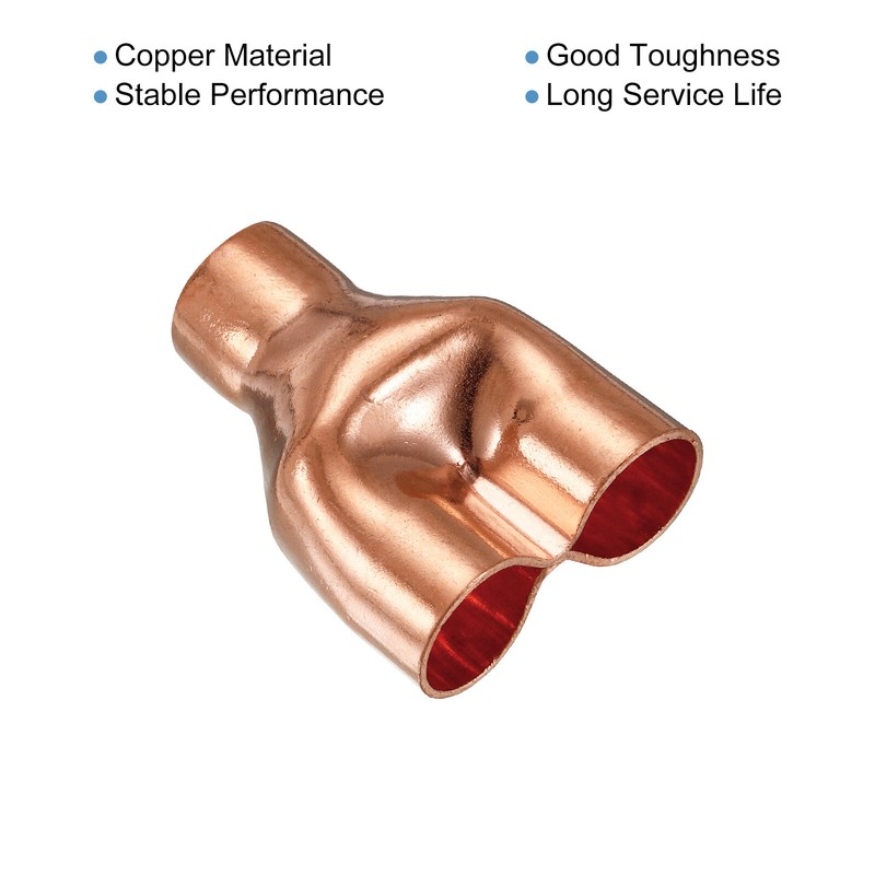 2 x Tee Y Type Copper Fitting Welding Joint Split Union Intersection 3/4 Inch ID gallery