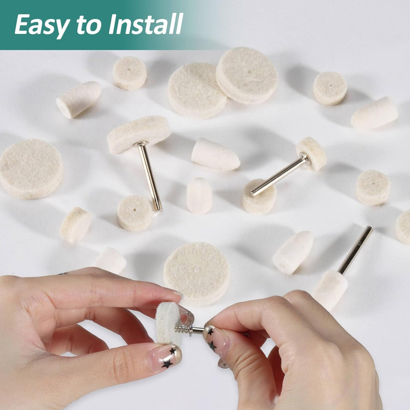 145PCS Wool Felt Polishing Pad - Felt Buffing Pad Wool Polishing Bits Buffing Wh gallery