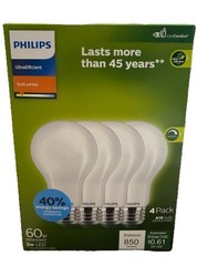Philips Ultra Efficient 60W Equivalent Soft White Frosted A19 LED Bulb (4-Pack)