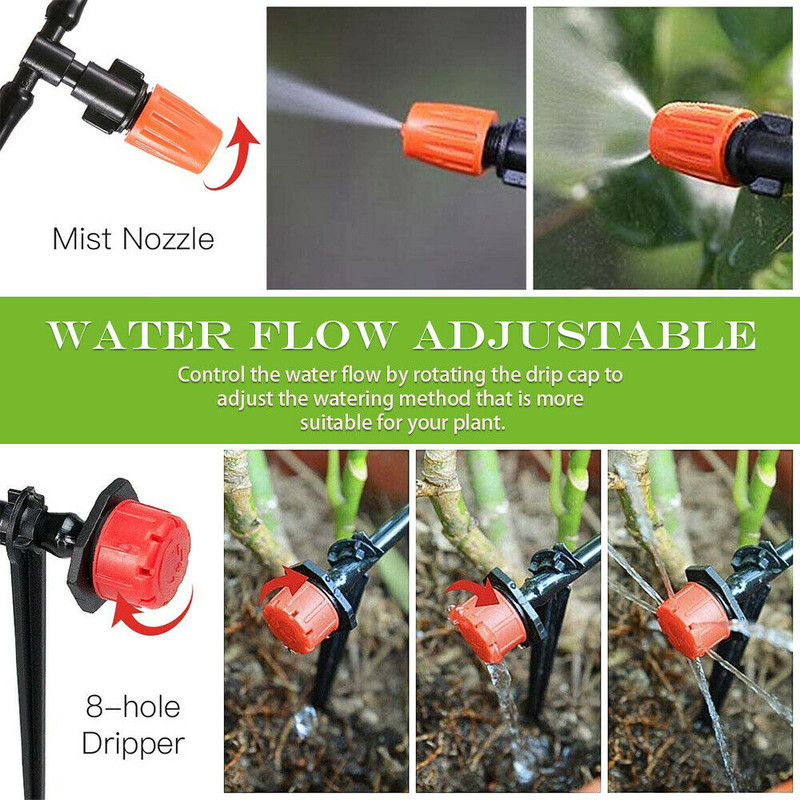 100FT Drip Irrigation System Plant Self Garden Watering Hose Spray Kit DIY USA gallery