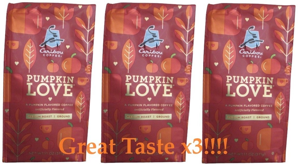 3 - Caribou Coffee Pumpkin Love Flavored Ground Medium Roast Coffee 11 oz (311g)
