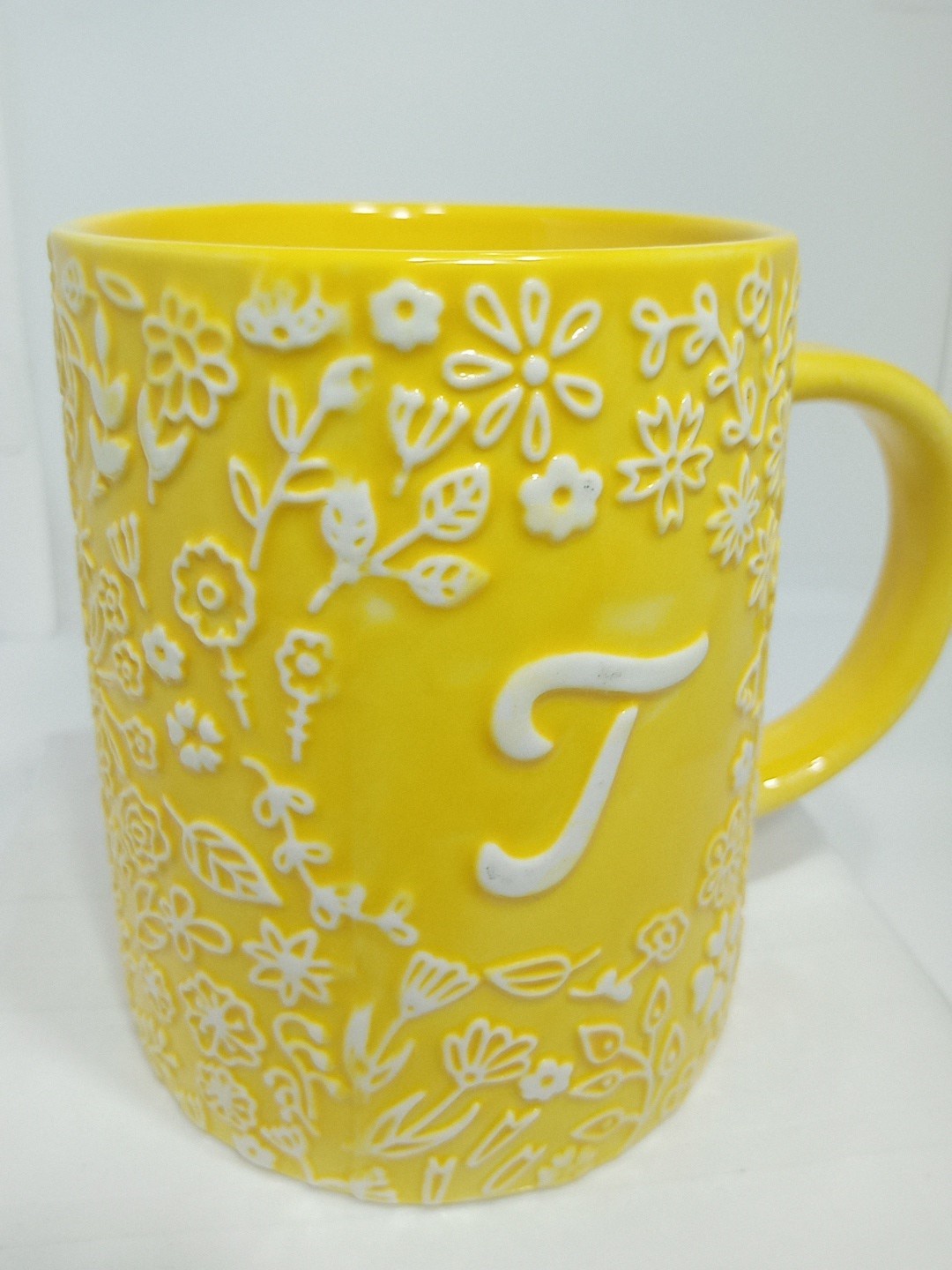LETTER "J" MONOGRAM MUG. INITIAL "J" COFFEE MUG. "J" FLORAL DECO MUG. B400 gallery
