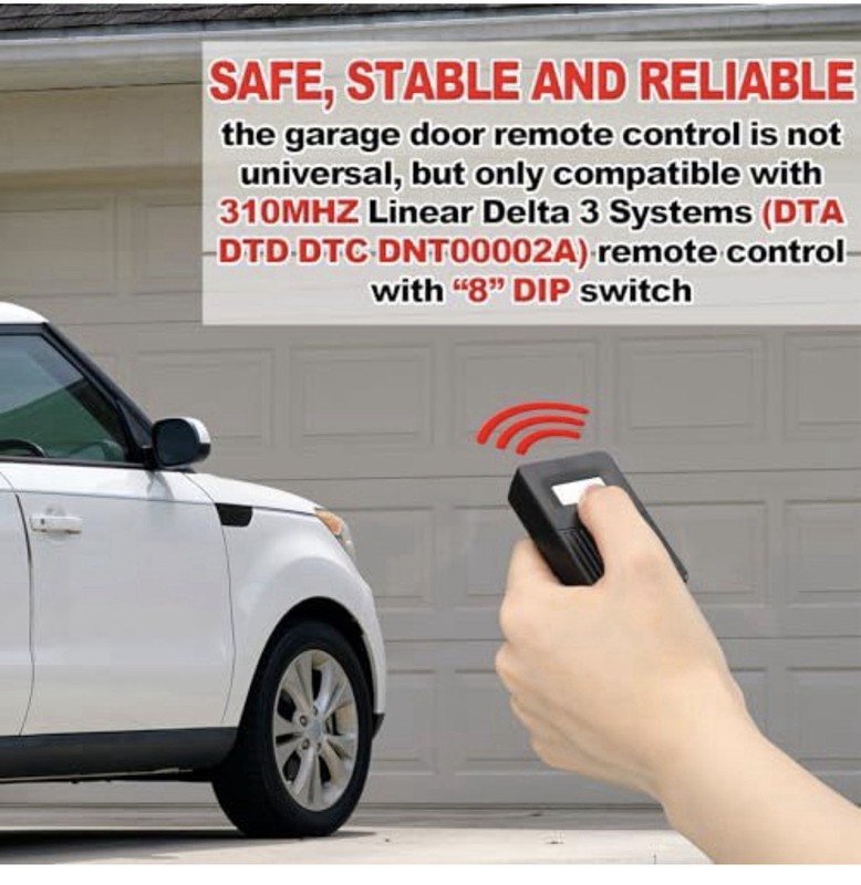 DTC 4-Pack Linear Delta 3 Gate Garage Door Remote 8 DIP Switch 310MHz gallery
