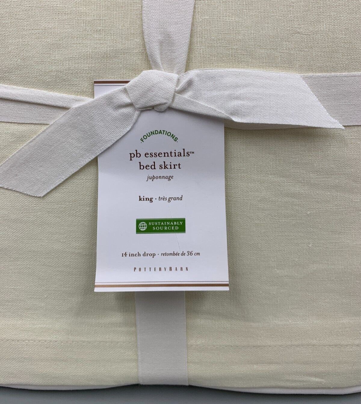 Pottery Barn Essentials Linen Cotton Bed Skirt Ivory King 18" DROP #N7 gallery