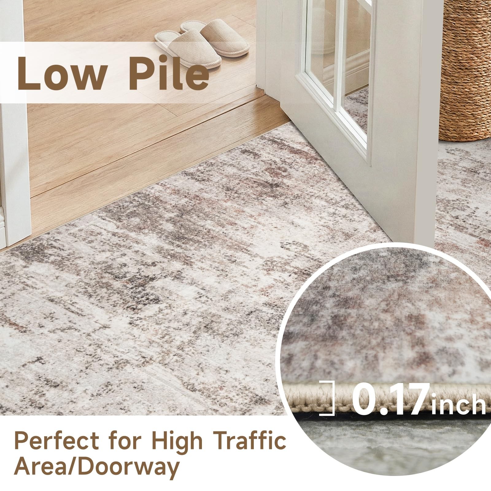 Area Rug 9 x 12 Abstract Washable Non Slip Low Pile Brick RUUGME Foldable 9X12 gallery
