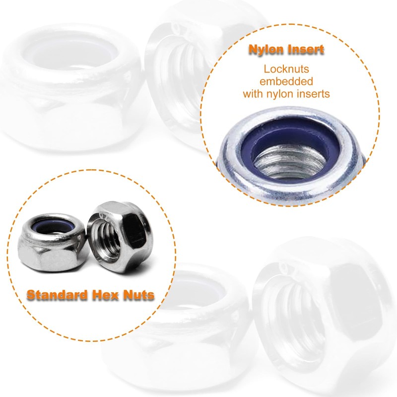 100PCS M4 Locknuts Metric Nylon Inserted Hex Lock Nuts Self-Lock M4, Silver gallery
