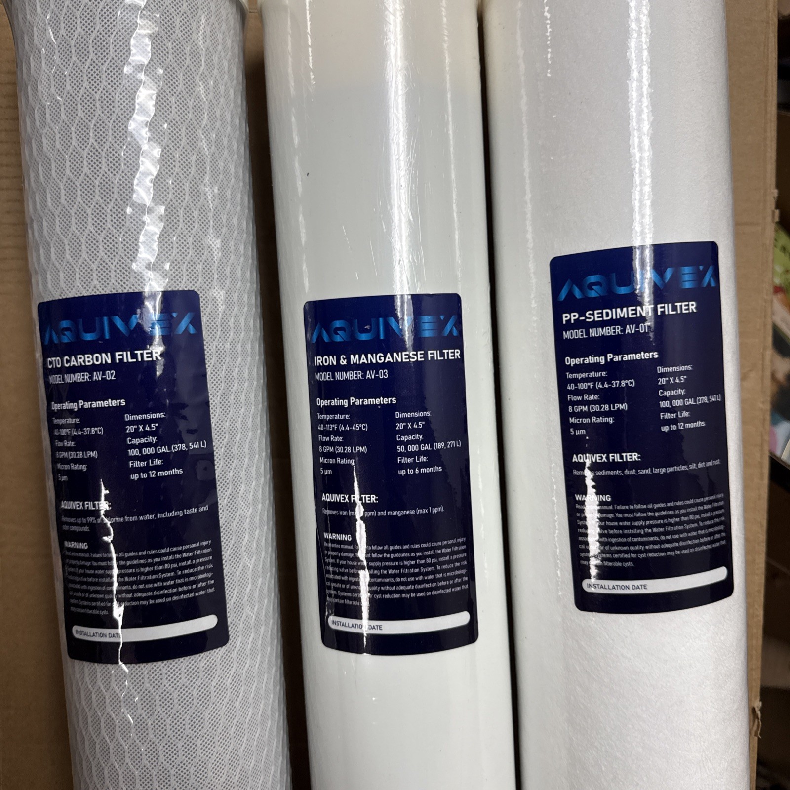 AQUIVEX WHOLE HOUSE WATER FILTER SET - Model Av – 03/AV – 02/Av – 01 NIB gallery
