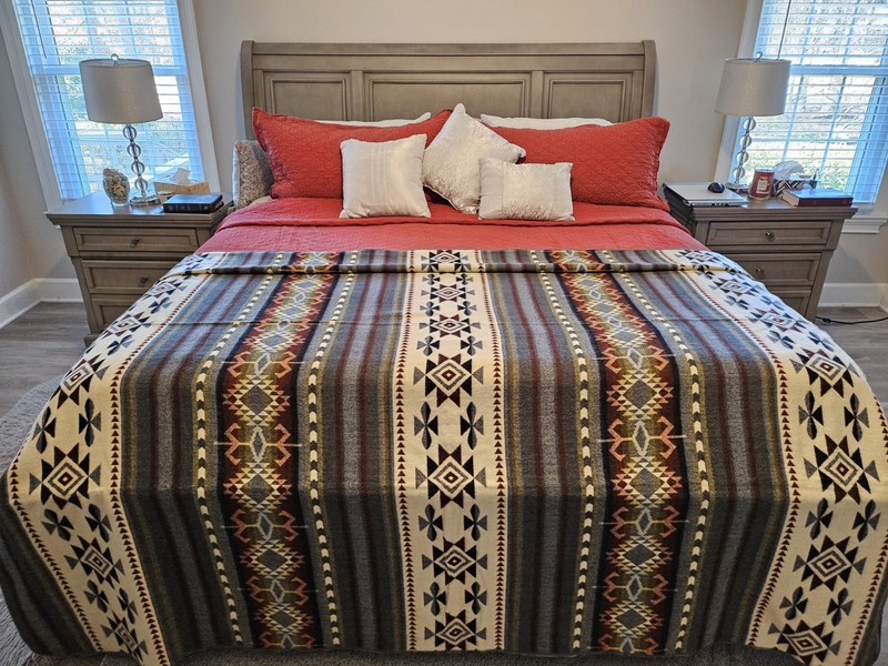 EXTRA LARGE, REVERSIBLE, ALPACA WOOL,MULTICOLOR BLANKET ECUADOR 74,8x91,33 in gallery