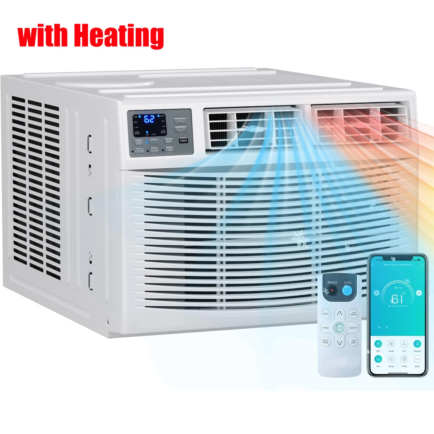 8000BTU Window Air Conditioner w/ Heating, for 350 Sq.Ft, Remote Control & Wifi gallery