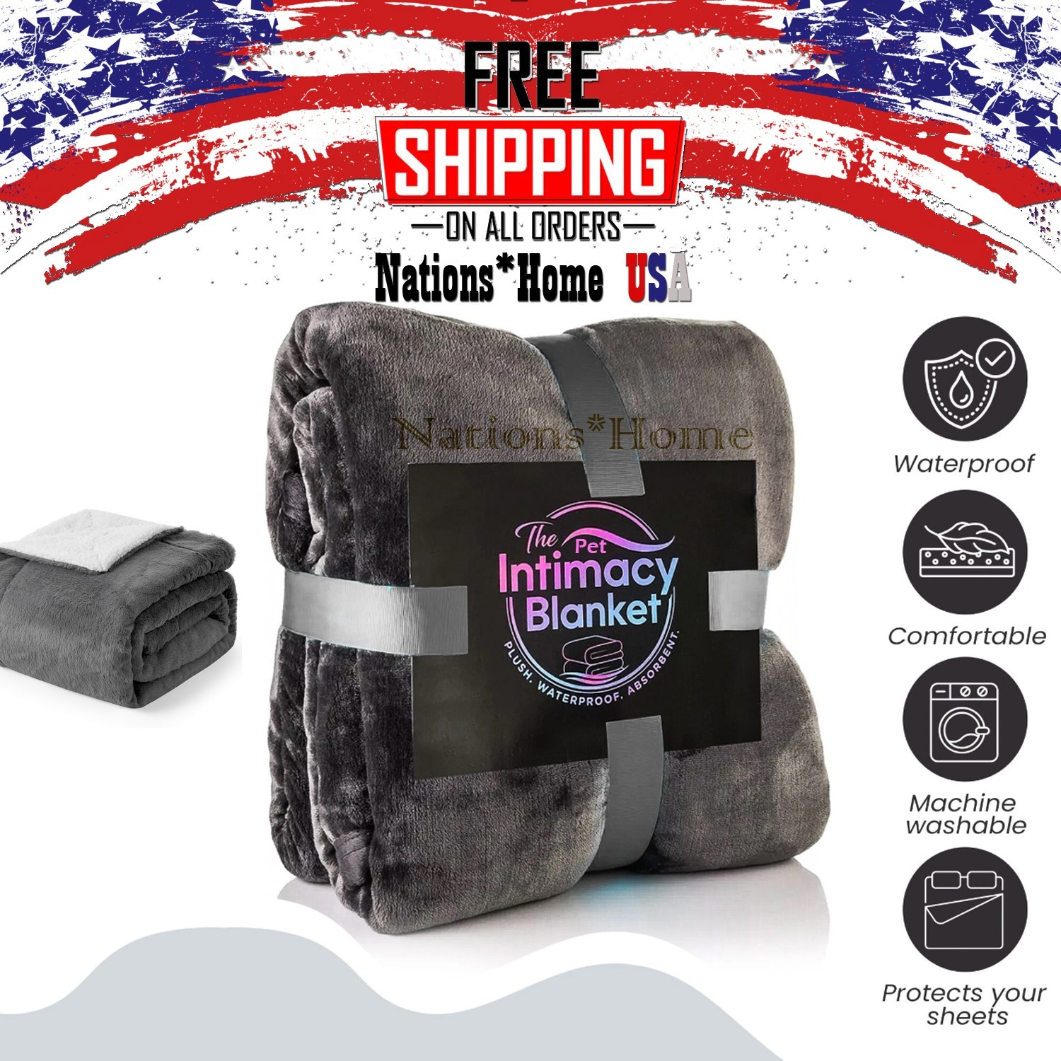 Waterproof Blanket for Intimacy Sofa Bed Protector Cover Plush & Absorbent 50x60 gallery