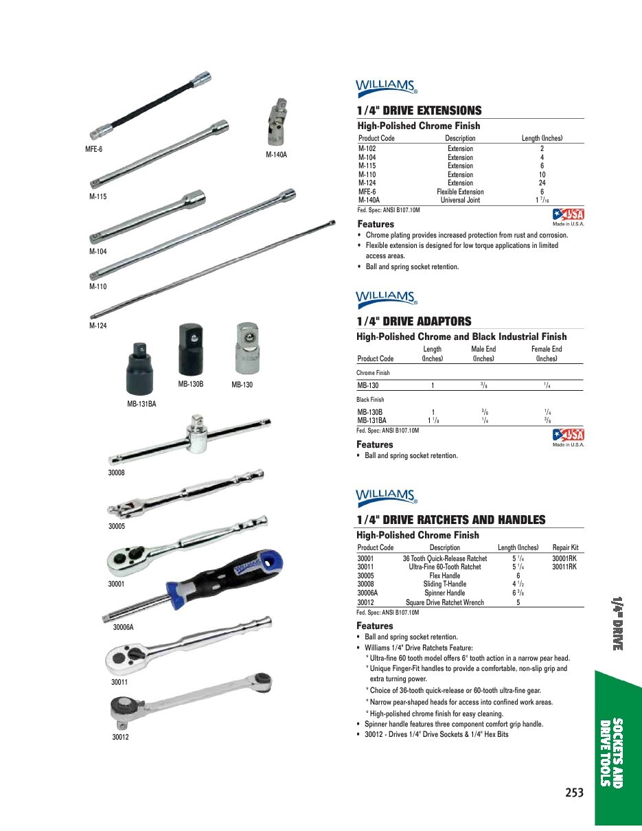 1/4" Drive Ratchet Repair Kit For Ratchet #30001. Williams Kit #JHW30001RK gallery