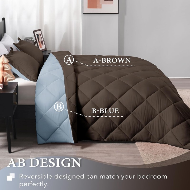 Soft Brown and Blue Twin Comforter Set gallery