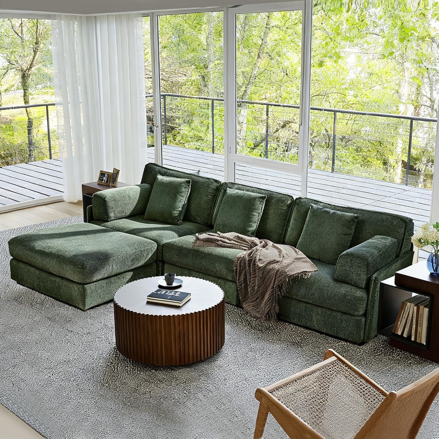108in Widen Convertible L Shape Sectional Sofa Set Couch Chaise Lounge w/Ottoman gallery