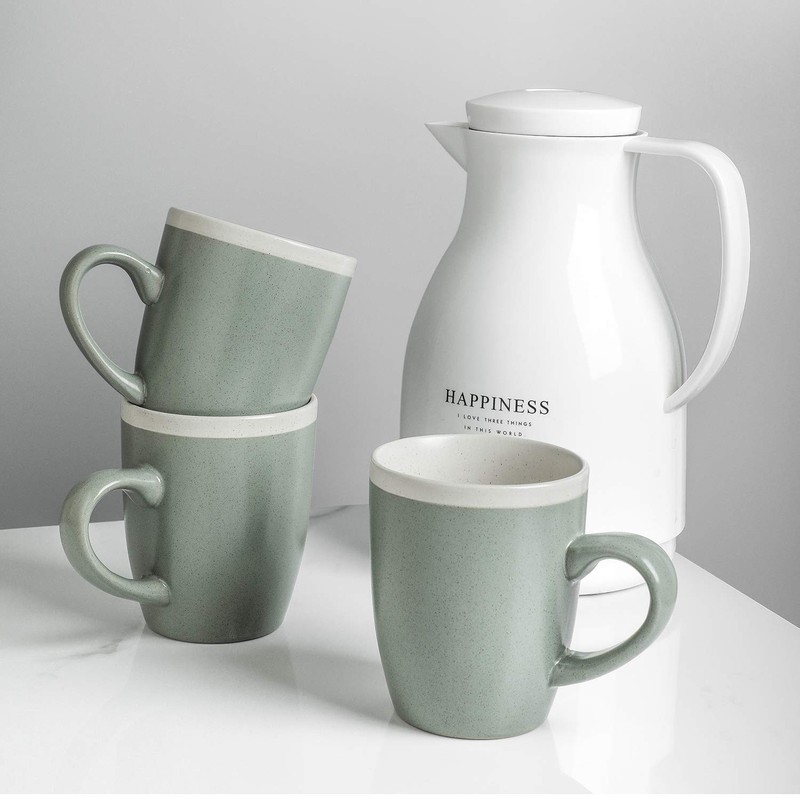 Stone Lain lain Serenity Stoneware Dish Set 4 Mugs Green and Cream gallery