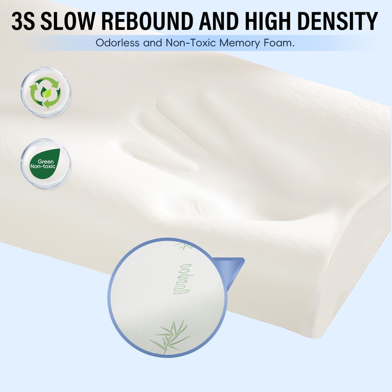 Memory Foam Cervical Pillow - Orthopedic Contour Ergonomic for Neck Pain Support gallery