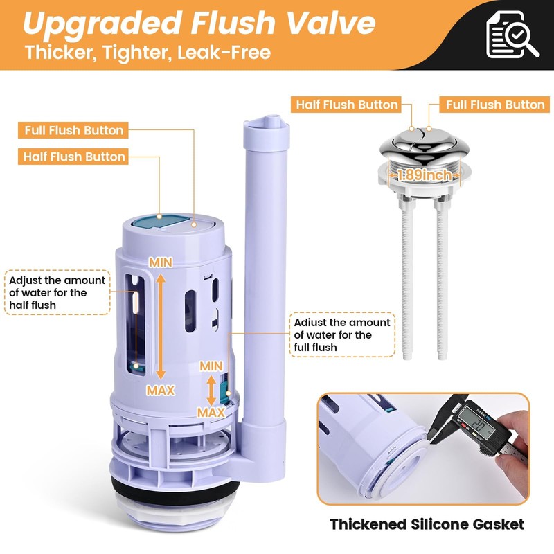 3-Inch Dual Flush Valve Replacement Kit for 2-Piece 3 Inch, Black and Gray gallery