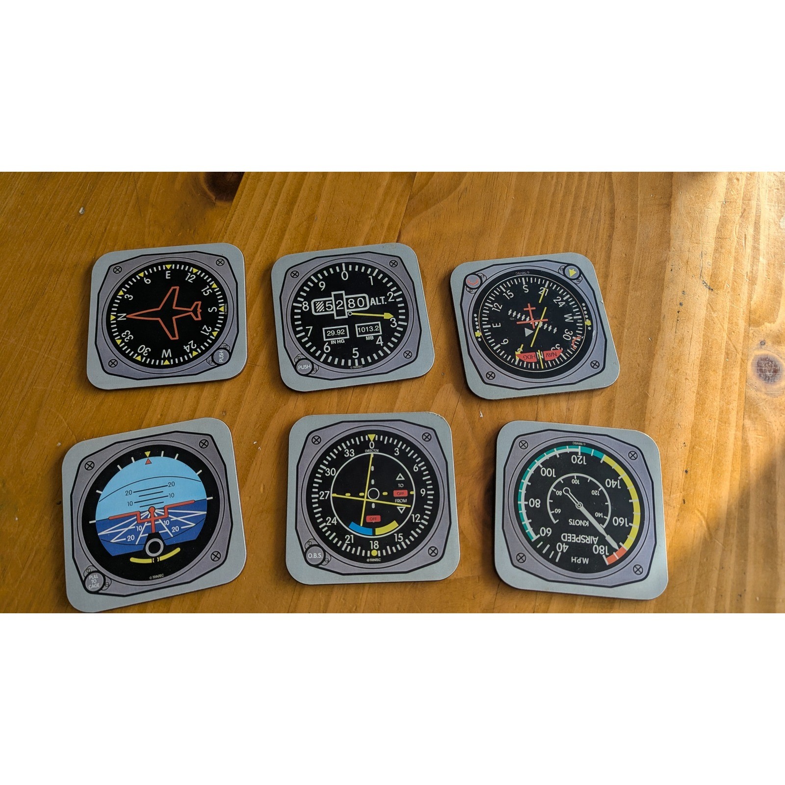 Trintec Aviation Flight Instrument Coaster Set 6 Piece Cork Backed Pilot Gift gallery