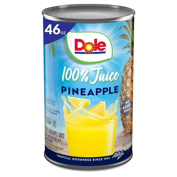 (2 pack) Dole All Natural 100% Pineapple Juice, 46 fl oz Can gallery