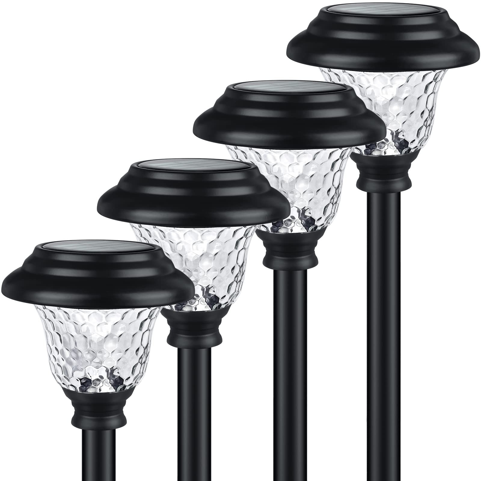 Glass Solar Lights Outdoor 4 Pack Super Bright Solar Pathway Lights Up To 12 Hrs gallery