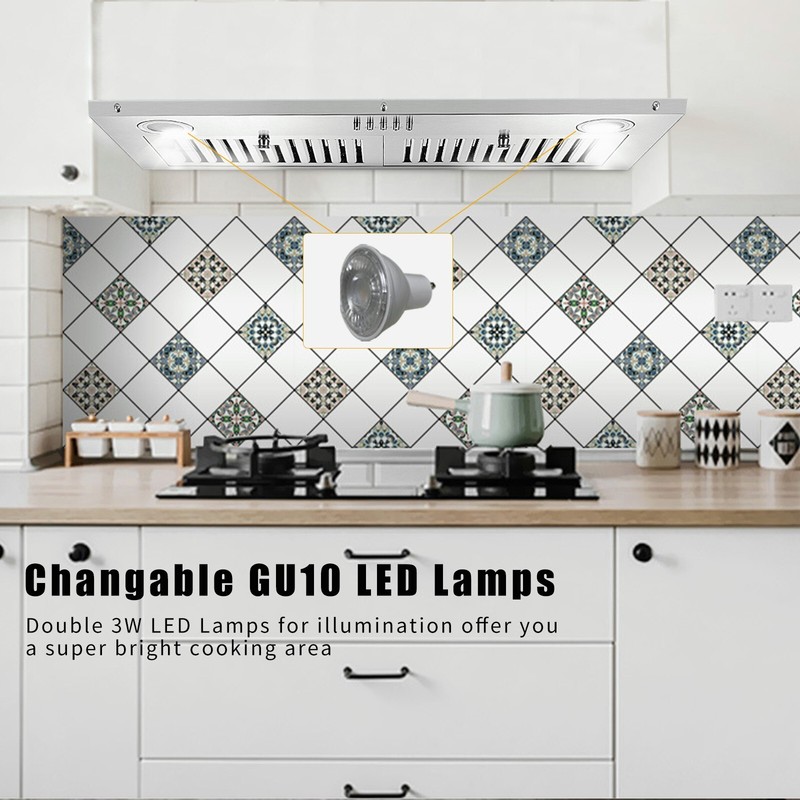 30in 800CFM Built-In/Insert Range Hood vent Ducted/Ductless Stainless Steel LED gallery