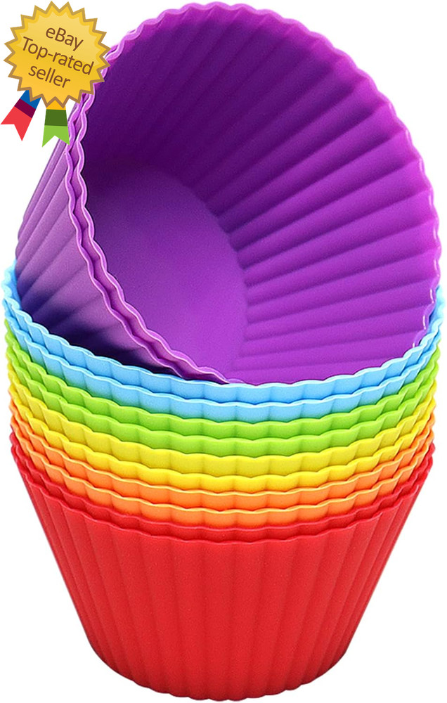 Extra Large Silicone Cupcake Muffin Cups 12 Pack, 3.54 Inch Muffin Liners, Reusa