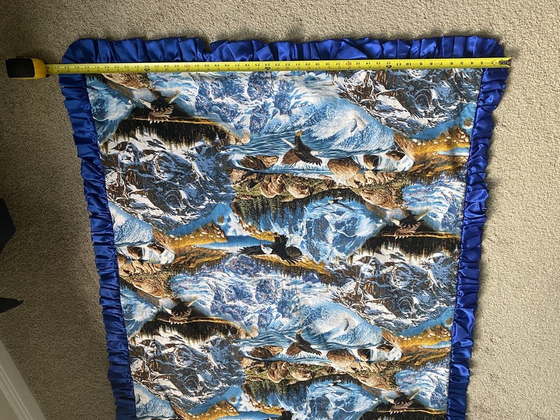 Eagle/Waterfall Pattern Satin Bordered/Cotton /Blanket/Throw-Homemade-56 X 45 gallery