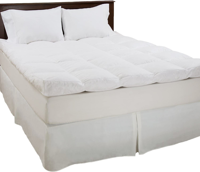 4 Inch Mattress Topper Down Duck Feather Bed Gusset Matress Pad w Cotton Cover gallery