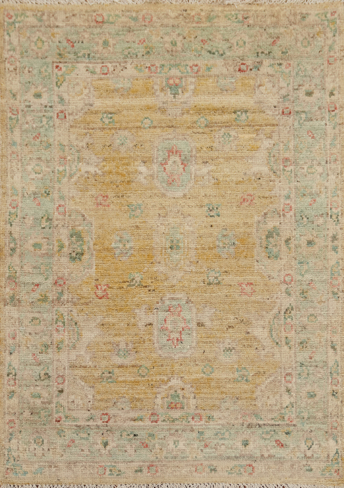 Vegetable Dye All-Over Pattern Oushak Wool Handmade Rug 3x4 ft Turkish Carpet gallery