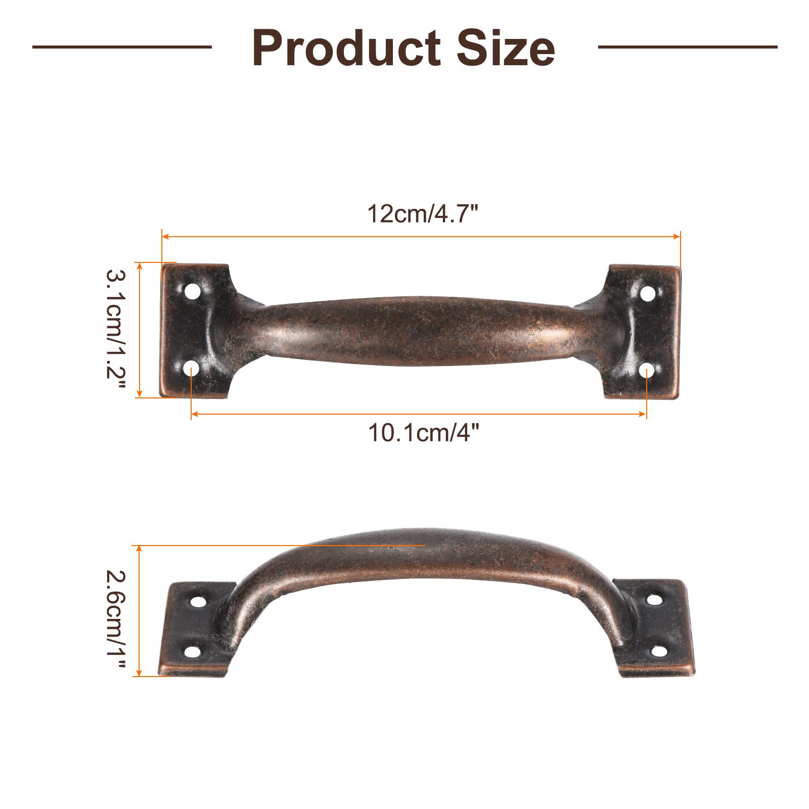 8pcs 5 Inches Gate Handle with Screw for Kitchen Closet Door Red Bronze gallery