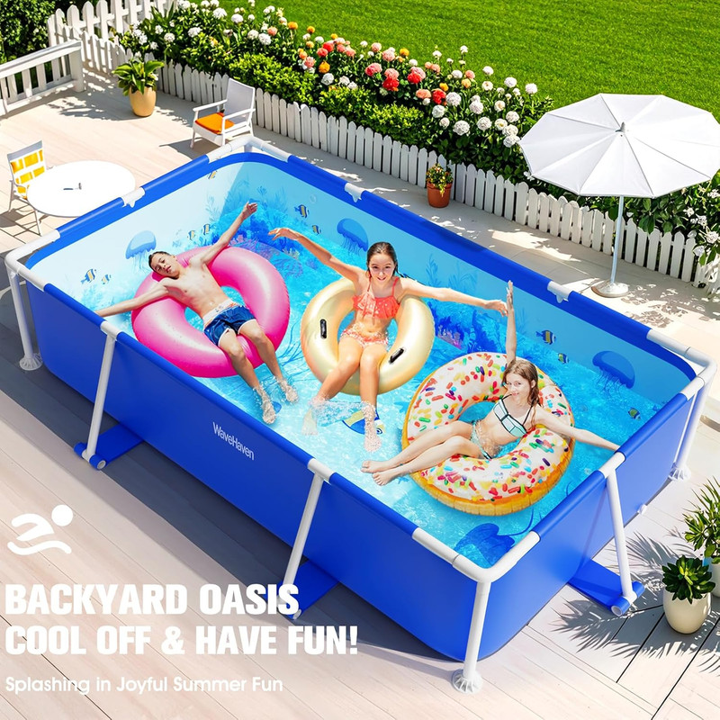 Upgraded 2026 Rectangle Above Ground Pool with Lights - 7ft x 48in x 24in gallery