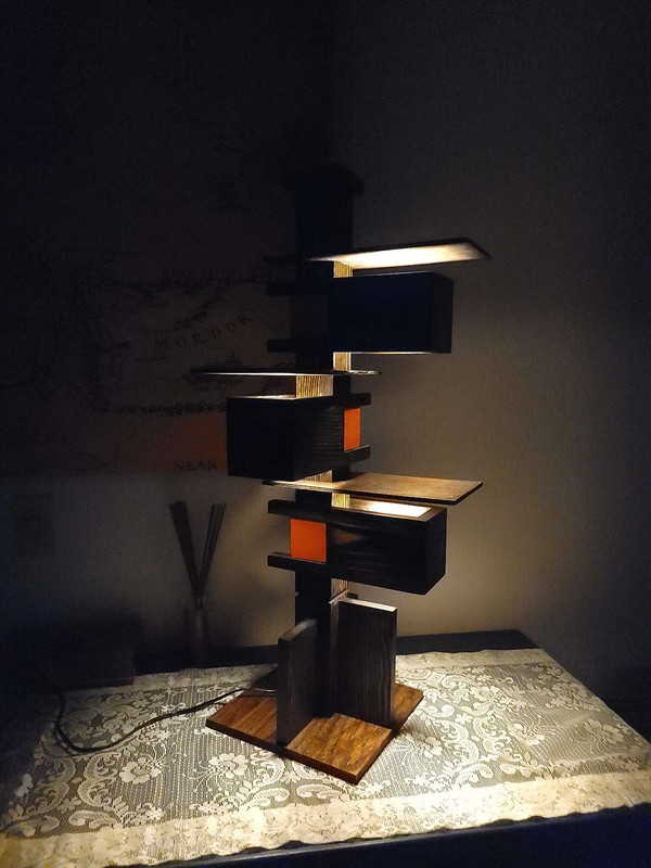Frank Lloyd Wright Inspired Table Lamp Hand made Taliesin Style gallery