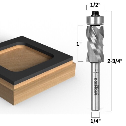 Bottom Bearing Compression Flush Trim Router Bit - 1/4" Shank - Yonico 33206q gallery