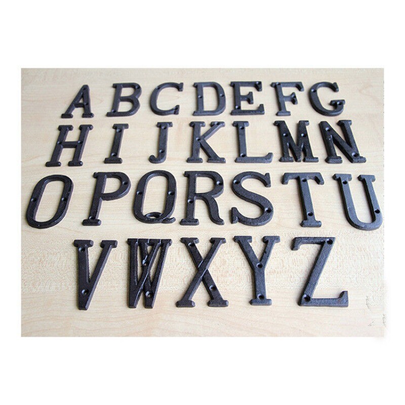 Hotsale! Cast Wrought Iron Black Antique House Door Alphabet Letters and Numbers gallery