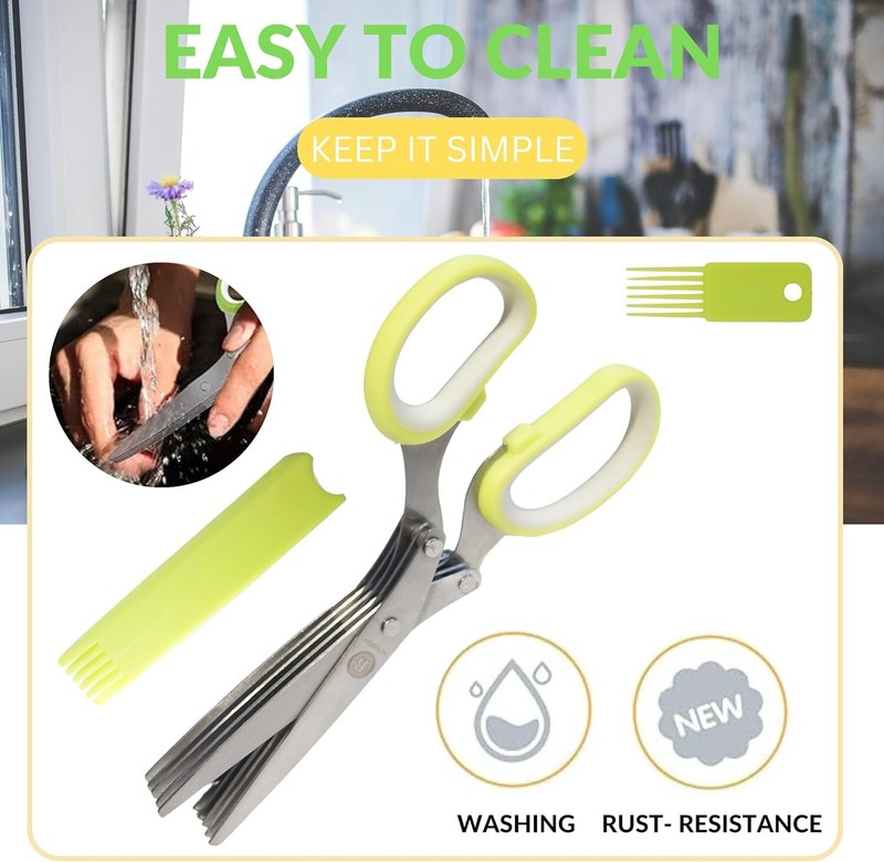 Herb Scissors Set with 5 Blades and Cover - Multipurpose Kitchen Chopping Shear gallery