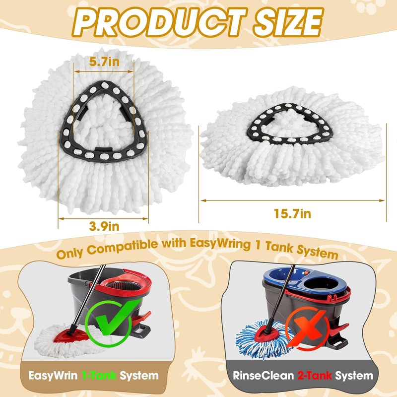 Spin Mop Replacement Heads Microfiber Refills for O-Ceda Mop Washable Tools gallery