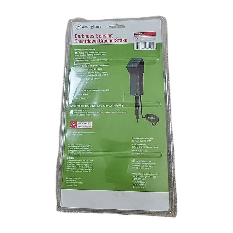 Westinghouse -DARKNESS SENSING Countdown Ground Stake 3 Grounded Outlets T26113 gallery